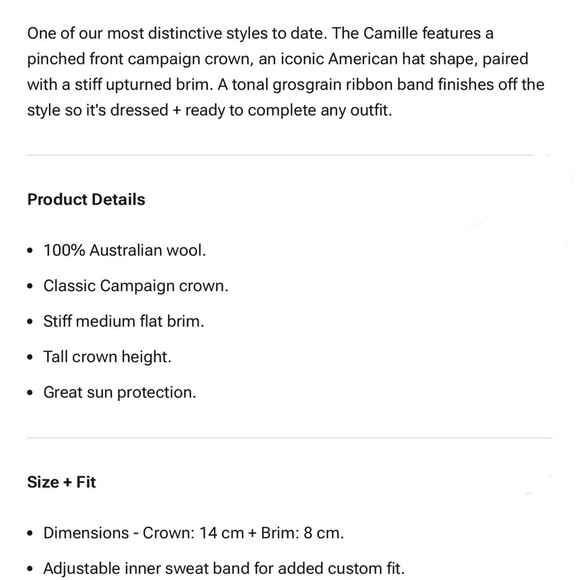 GIGI PIP CAMILLE CAMPAIGN CROWN Hat Cream Color.   S/M Size 57